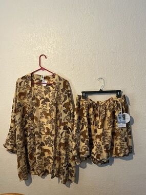 Violet Sky Jungle Jaguar 2 Piece Swimsuit Coverup